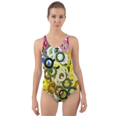 Pattern Background Abstract Color Cut-out Back One Piece Swimsuit by Pakrebo