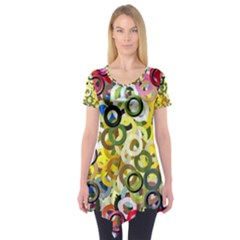 Pattern Background Abstract Color Short Sleeve Tunic  by Pakrebo