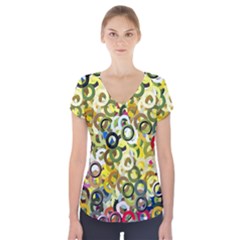 Pattern Background Abstract Color Short Sleeve Front Detail Top by Pakrebo