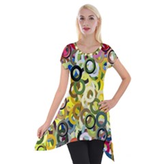 Pattern Background Abstract Color Short Sleeve Side Drop Tunic by Pakrebo