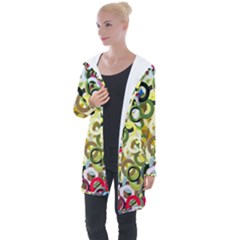 Pattern Background Abstract Color Longline Hooded Cardigan