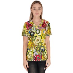 Pattern Background Abstract Color Women s V-neck Scrub Top by Pakrebo