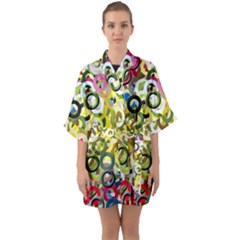 Pattern Background Abstract Color Quarter Sleeve Kimono Robe by Pakrebo