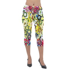 Pattern Background Abstract Color Lightweight Velour Capri Leggings 