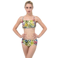 Pattern Background Abstract Color Layered Top Bikini Set