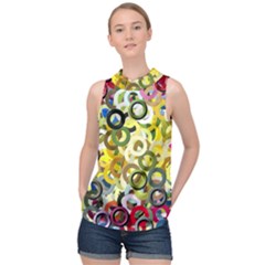 Pattern Background Abstract Color High Neck Satin Top