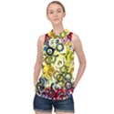 Pattern Background Abstract Color High Neck Satin Top View1