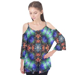 Mosaic Kaleidoscope Form Pattern Flutter Tees