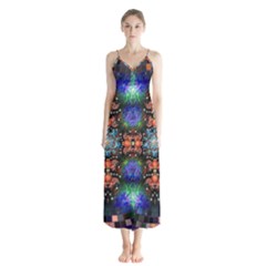 Mosaic Kaleidoscope Form Pattern Button Up Chiffon Maxi Dress by Pakrebo