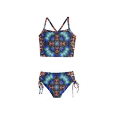 Mosaic Kaleidoscope Form Pattern Girls  Tankini Swimsuit by Pakrebo