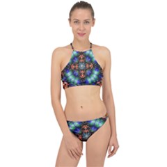 Mosaic Kaleidoscope Form Pattern Racer Front Bikini Set by Pakrebo