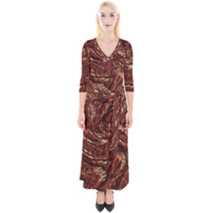 Background Structure Surface Quarter Sleeve Wrap Maxi Dress