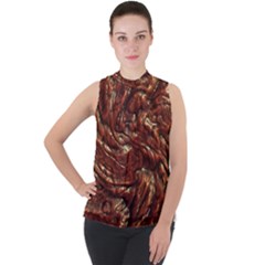 Background Structure Surface Mock Neck Chiffon Sleeveless Top