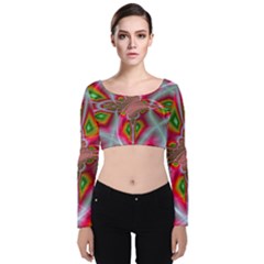 Fractal Art Pictures Digital Art Velvet Long Sleeve Crop Top