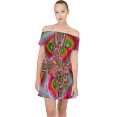 Fractal Art Pictures Digital Art Off Shoulder Chiffon Dress