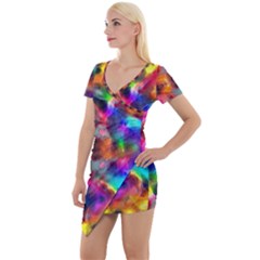 Farbenpracht Kaleidoscope Short Sleeve Asymmetric Mini Dress