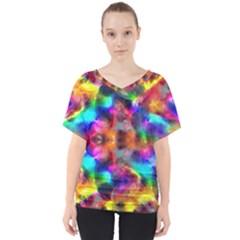 Farbenpracht Kaleidoscope V-neck Dolman Drape Top by Pakrebo