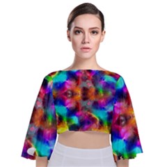 Farbenpracht Kaleidoscope Tie Back Butterfly Sleeve Chiffon Top by Pakrebo