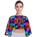 Farbenpracht Kaleidoscope Tie Back Butterfly Sleeve Chiffon Top View1