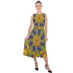 Farbenpracht Kaleidoscope Midi Tie-back Chiffon Dress