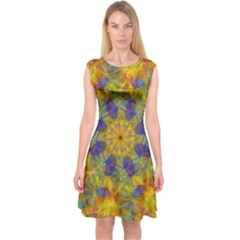 Farbenpracht Kaleidoscope Capsleeve Midi Dress by Pakrebo