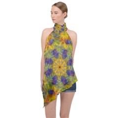 Farbenpracht Kaleidoscope Halter Asymmetric Satin Top