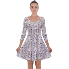 Egyptian Hieroglyphs Quarter Sleeve Skater Dress