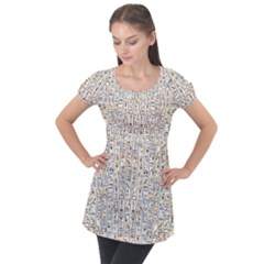 Egyptian Hieroglyphs Puff Sleeve Tunic Top