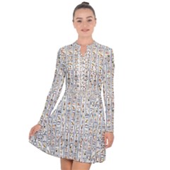 Egyptian Hieroglyphs Long Sleeve Panel Dress