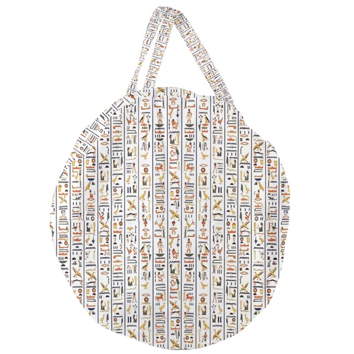 Egyptian hieroglyphs Giant Round Zipper Tote