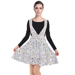 Egyptian Hieroglyphs Plunge Pinafore Dress