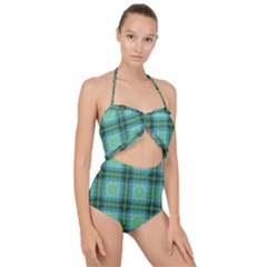 Background Pattern Structure Scallop Top Cut Out Swimsuit