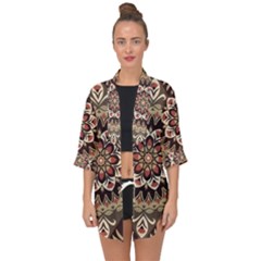 Seamless Pattern Floral Flower Open Front Chiffon Kimono