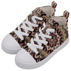 Seamless Pattern Floral Flower Kids  Mid-top Canvas Sneakers