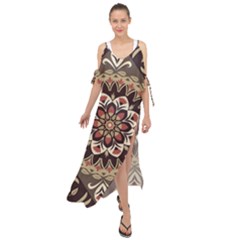 Seamless Pattern Floral Flower Maxi Chiffon Cover Up Dress