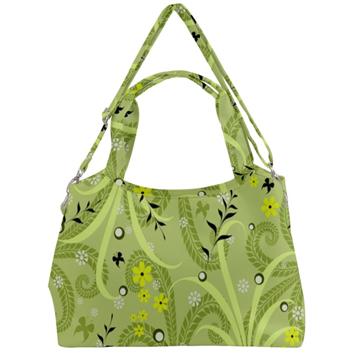 Seamless Pattern Green Garden Double Compartment Shoulder Bag