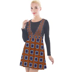 Tile Background Image Pattern Plunge Pinafore Velour Dress