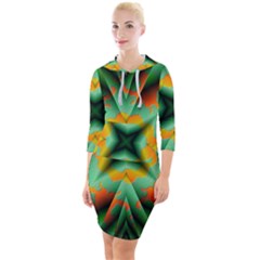 Farbenpracht Kaleidoscope Quarter Sleeve Hood Bodycon Dress