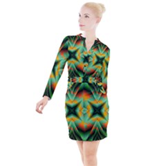 Farbenpracht Kaleidoscope Button Long Sleeve Dress