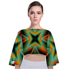 Farbenpracht Kaleidoscope Tie Back Butterfly Sleeve Chiffon Top by Pakrebo