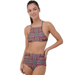 Abstract Design Abstract Art Orange High Waist Tankini Set by Pakrebo