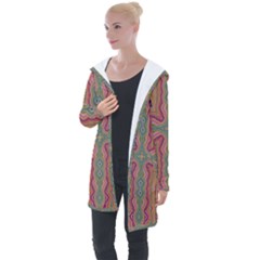 Abstract Design Abstract Art Orange Longline Hooded Cardigan