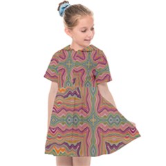 Abstract Design Abstract Art Orange Kids  Sailor Dress