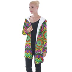 Background Image Structure Longline Hooded Cardigan