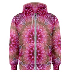 Flower Mandala Art Pink Abstract Men s Zipper Hoodie by Pakrebo