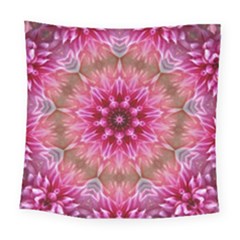 Flower Mandala Art Pink Abstract Square Tapestry (large) by Pakrebo