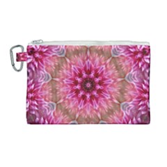 Flower Mandala Art Pink Abstract Canvas Cosmetic Bag (large)