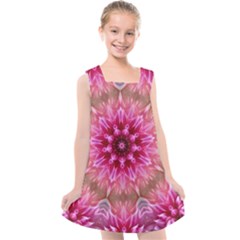 Flower Mandala Art Pink Abstract Kids  Cross Back Dress