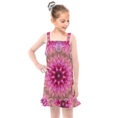 Flower Mandala Art Pink Abstract Kids  Overall Dress