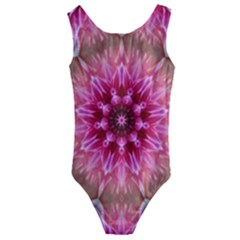 Flower Mandala Art Pink Abstract Kids  Cut-out Back One Piece Swimsuit